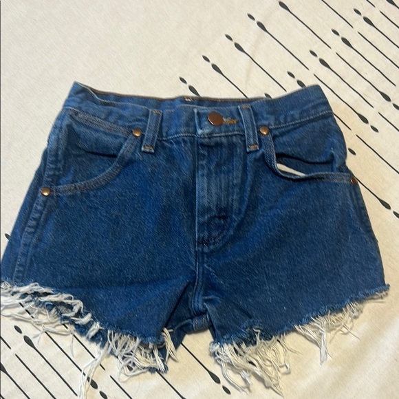 Vintage Wrangler Blue Jean Shorts with Distressed Cut-Off Style.  Size 22. - Picture 2 of 8